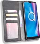 Alcatel 3L (2020) Vintage Portemonnee Hoesje Zwart