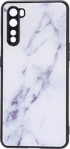 Shop4 - OnePlus Nord Hoesje - Harde Back Case Marmer Wit