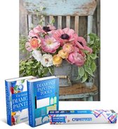 Crafterman™ Diamond Painting Pakket Volwassenen - Prachtige bloemen op een stoel - 40x50cm - volledige bedekking - RONDE STEENTJES! - Met tijdelijk 2 E-Books - kerstcadeau