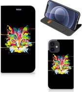Smartphone Hoesje Geschikt voor iPhone 12 Mini Wallet Case Leuke Verjaardagscadeaus Cat Color