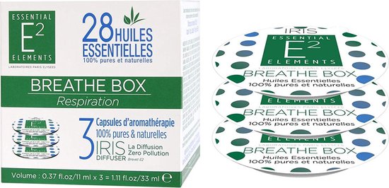 E2 Breathe Box met 28 Essentiële Oliën voon Iris Diffuser