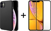 iPhone 12 hoesje zwart siliconen case cover hoesjes hoes - Full cover - 1x iPhone 12 screenprotector