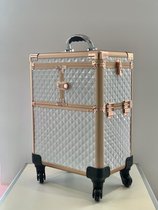 Beauty Trolley (medium) met wieltjes - Wit/Rosé Goud