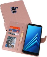 Wallet Cases Hoesje voor Galaxy A8 Plus (2018) Roze