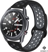 Siliconen Smartwatch bandje - Geschikt voor  Samsung Galaxy Watch 3 sport band 45mm - zwart/grijs - Strap-it Horlogeband / Polsband / Armband