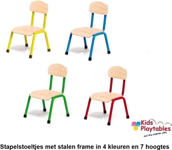 Kinderstoeltje geel- zithoogte 26 cm - metalen poten - Houten stoeltje voor  kinderen -... | bol.com