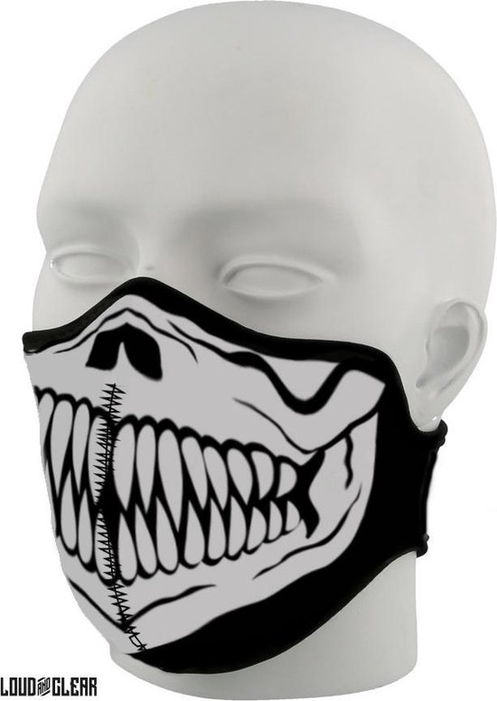 Masque buccal - Masque buccal Lavable - Masque buccal Imprimé Crâne - Zwart Wit - Masque buccal Lavable - Masque buccal réutilisable - Katoen