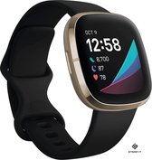 Siliconen Smartwatch bandje - Geschikt voor  Fitbit Versa 3 siliconen bandje - zwart - Maat: L - Strap-it Horlogeband / Polsband / Armband