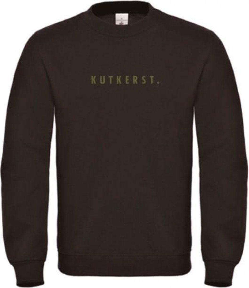 Foute kersttrui zwart XXL - Kutkerst - olijfgroen - soBAD. | Kersttrui soBAD. | kerstsweaters volwassenen | kerst hoodie volwassenen | Kerst outfit | Foute kerst truien