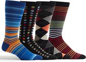 OZONE | Set van 4 Heren Sokken | Classics collectie | Unisize | Comfort en stijl | Geschenkset | Dots to Dots, Carnival, Stripy, UPC Stripe