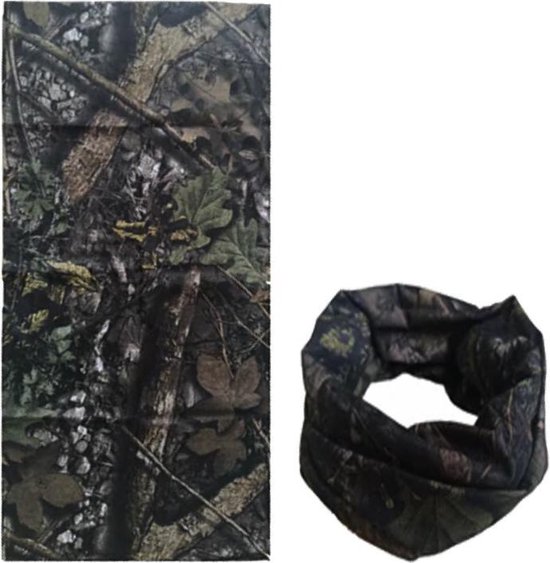 Fako Fashion® - Colsjaal - Gezichtsmasker - Bandana - Nekwarmer - Sjaal - Col - Microfiber Faceshield - Camouflage Oak