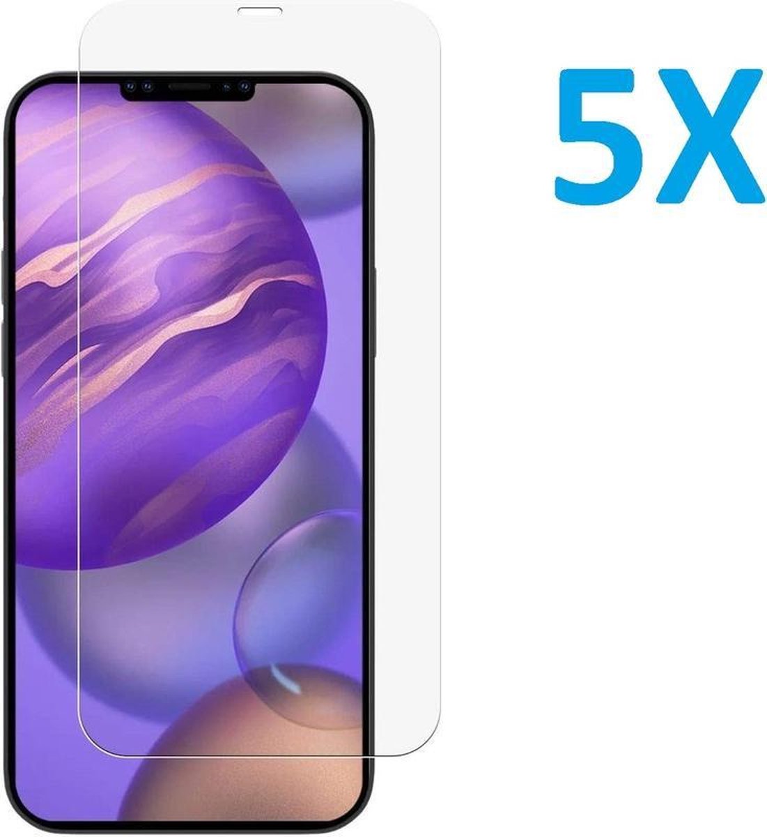 5x Screenprotector Geschikt Voor: iPhone 12 Pro Screen Protector [5-Pack] Tempered Glas Screenprotector