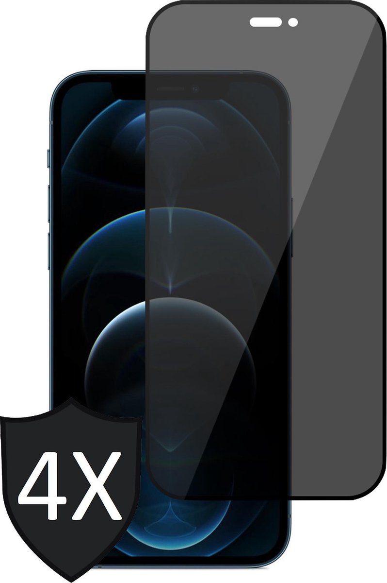 Privacy Screenprotector geschikt voor iPhone 12 Pro - 4x FullGuard Screen Protector