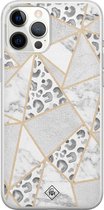 iPhone 12 Pro Max hoesje siliconen - Stone & leopard print | Apple iPhone 12 Pro Max case | TPU backcover transparant