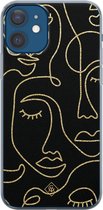 iPhone 12 hoesje siliconen - Abstract faces | Apple iPhone 12 case | TPU backcover transparant