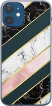 iPhone 12 hoesje siliconen - Marmer strepen | Apple iPhone 12 case | TPU backcover transparant