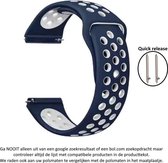 Blauw Wit Siliconen Bandje voor 22mm Smartwatches van - zie compatibele modellen 22 mm rubber smartwatch strap - siliconen wit-blauw 22mm