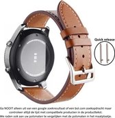 Bruin leren Bandje voor 20mm Smartwatches (zie compatibele modellen) van Samsung, Pebble, Garmin, Huawei, Moto, Ticwatch, Citizen en Q – 20 mm brown leather smartwatch strap - Gear