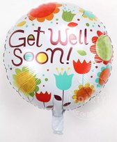 beterschap ballon "Get wel soon "bloemen. met helium en kaartje Nederland