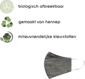 Duurzaam Mondkapje | Mondmasker van Hennep / Biokatoen | Biologisch Afbreekbaar | Uitwasbaar | Ademend | Huidvriendelijk | Wasbaar | Donker Grijs | Maat M