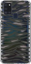 Casetastic Samsung Galaxy A21s (2020) Hoesje - Softcover Hoesje met Design - Zebra Army Print