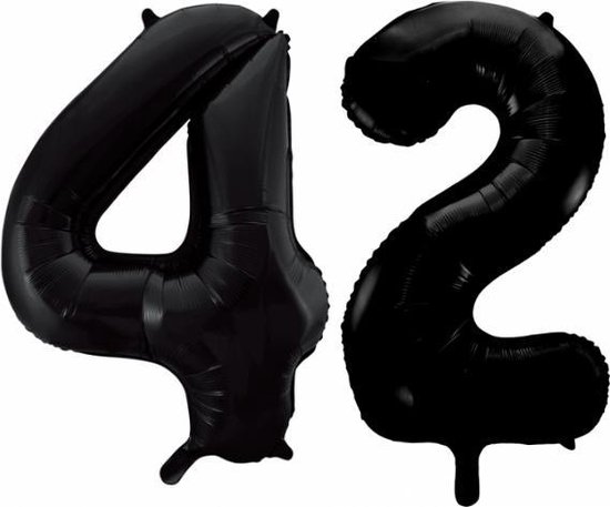 Folieballon 42 jaar zwart 86cm