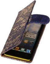 Wicked Narwal | Lace bookstyle / book case/ wallet case Hoes voor sony Xperia E3 D2203 Blauw