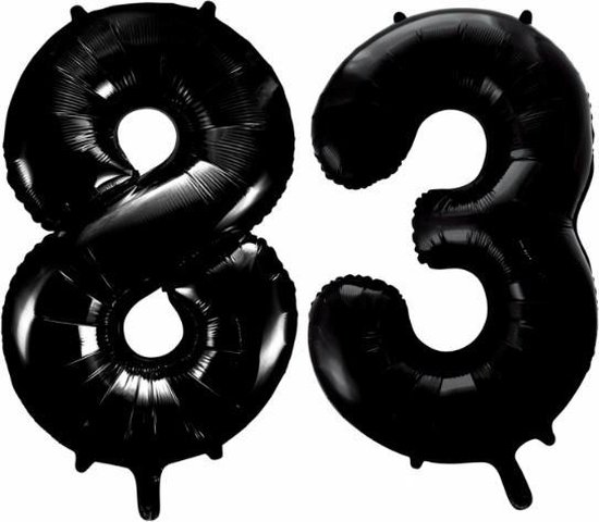 Folieballon 83 jaar zwart 86cm