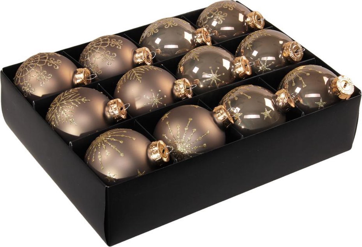 Glazen kerstbal zeer luxe en decoratief 24 stuks