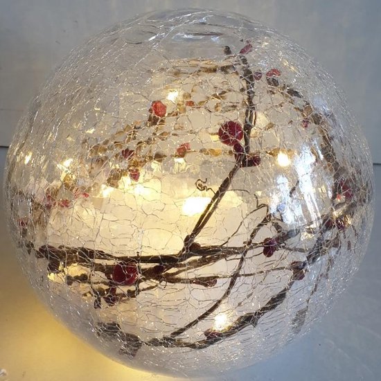 Supermarkt toevoegen bewondering Glazen bol met besjes, sneeuw en ledverlichting 15 cm Kerst | bol.com