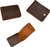CoshX® Portemonnee bruin leer met drukknoop | Kaarthouder leder