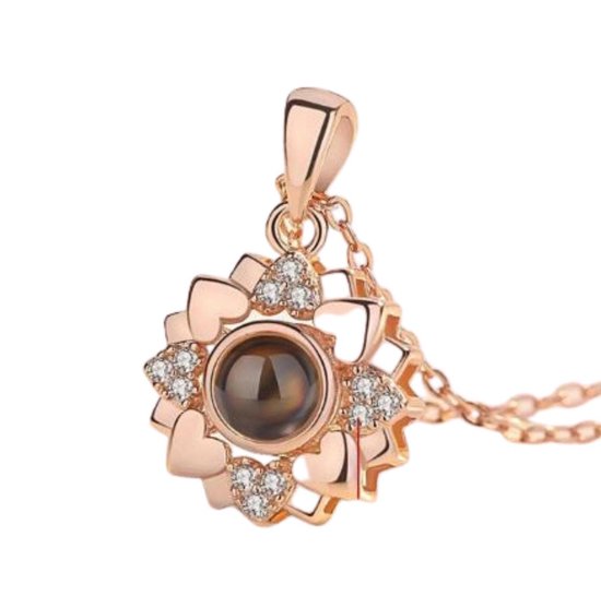 CHARO | "Je t'aime" en 100 langues différentes | Couronne de coeur | Coloration or rose | Collier je t'aime | Chaîne d'amitié | Collier de relation | Collier d'amour | Collier Dames | Collier Mère | Collier BFF | Cadeau d'amour |