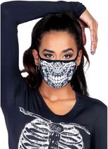 Leg Avenue Masker Lace Skull Print Zwart/Wit