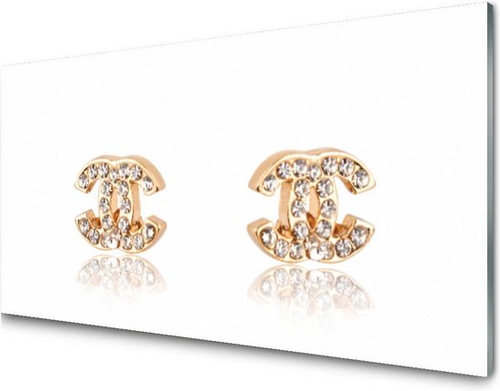 Spotlijster voor de helft boom Chanel diamanten oorbellen | 4 mm glasschilderij | 100 x 50 cm | Blind  ophangsysteem |... | bol.com
