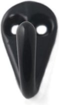 1x Luxe kapstokhaken / jashaken / kapstokhaakjes aluminium zwart enkele haak 3,6 x 1,9 cm