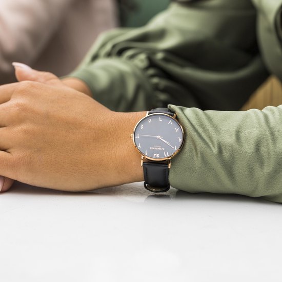 Szaikyri Klassiek Horloge voor Vrouwen met Gemakkelijk Leesbare Arabische Cijfers Dameshorloge met Kalender Waterbestendig, Blauw, Klassiek