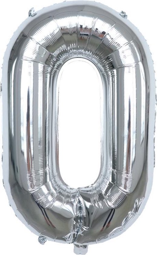 Folie Ballonnen XL Cijfer 0 , Zilver, 86cm, Verjaardag, Feest, Party, Decoratie, Versiering, Miracle Shop