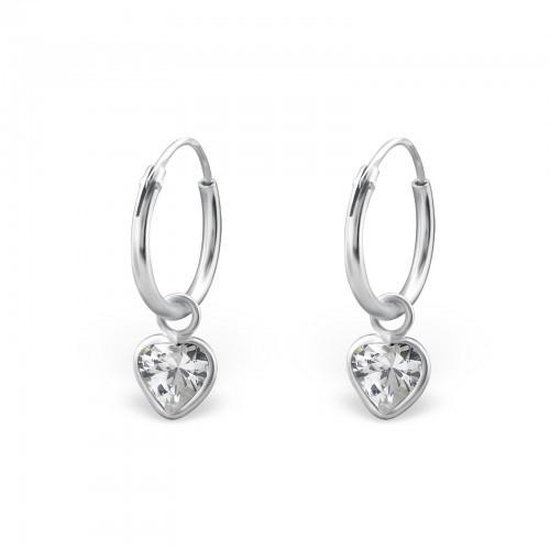 Aramat jewels ® - 925 sterling zilveren kinder oorringen met bedel hart transparant