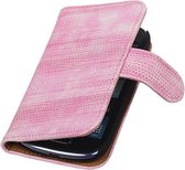 Wicked Narwal | Lizard bookstyle / book case/ wallet case Hoes voor Samsung Galaxy S3 mini i8190 Roze