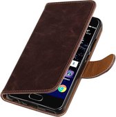 Wicked Narwal | Premium TPU PU Leder bookstyle / book case/ wallet case voor Huawei P10 Mocca