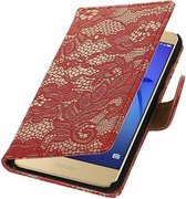 Wicked Narwal | Lace bookstyle / book case/ wallet case Hoes voor Huawei P8 Lite 2017 Rood