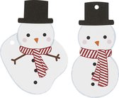 Creotime Labels Sneeuwpoppen 10 Stuks Wit/rood/zwart Karton