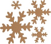 Sneeuwvlok, d: 3+5+8+10 cm, dikte 350 gr, 16 stuks, naturel