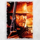Allernieuwste Canvas Schilderij Clint Eastwood in A Fistful of Dollars - Film Acteur - Poster - 50 x 75 cm - Kleur