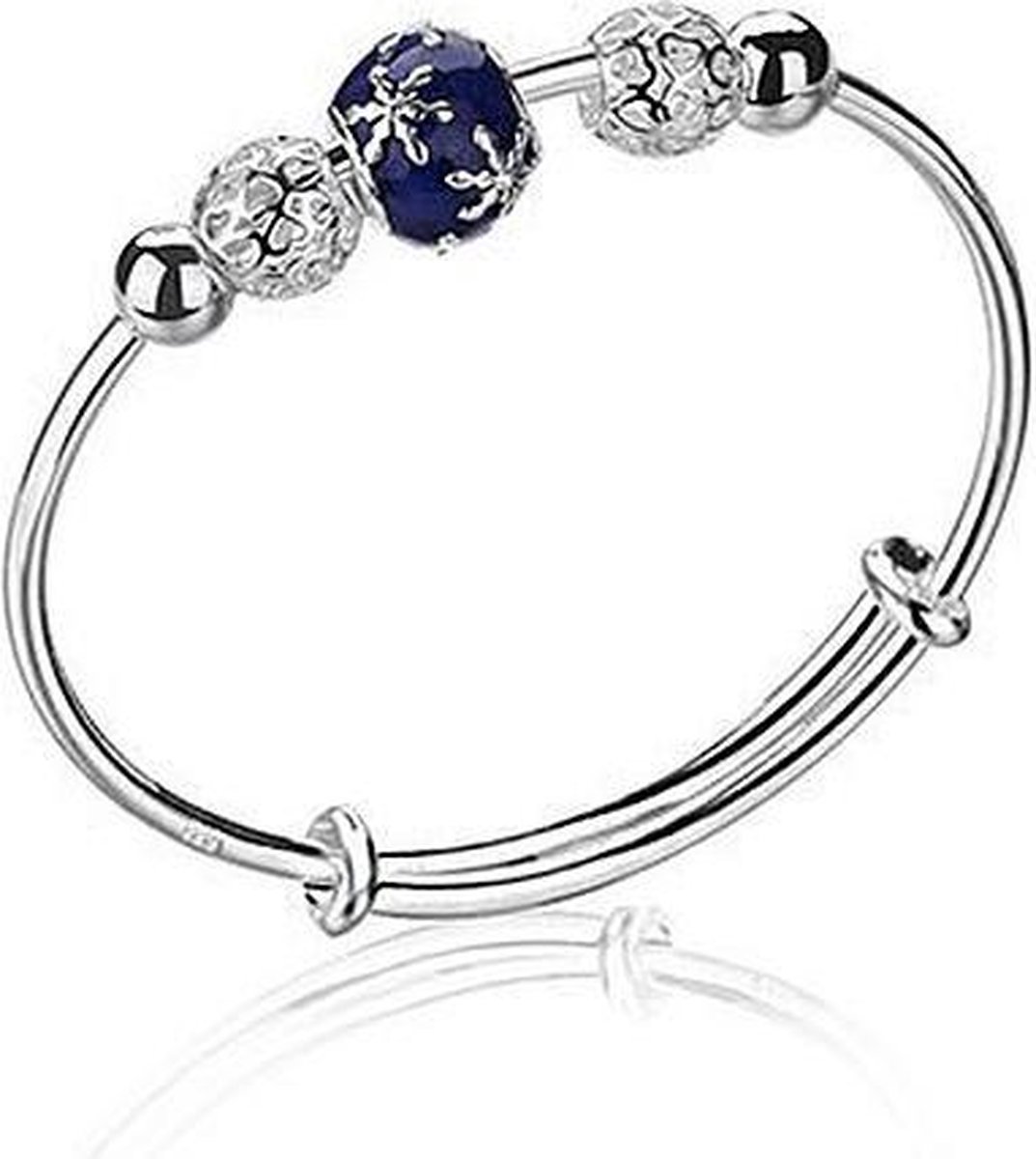 N3 Collecties 925 Sterling Zilveren Vrouw Bloem Kralen Aanpasbare Manchet Armband