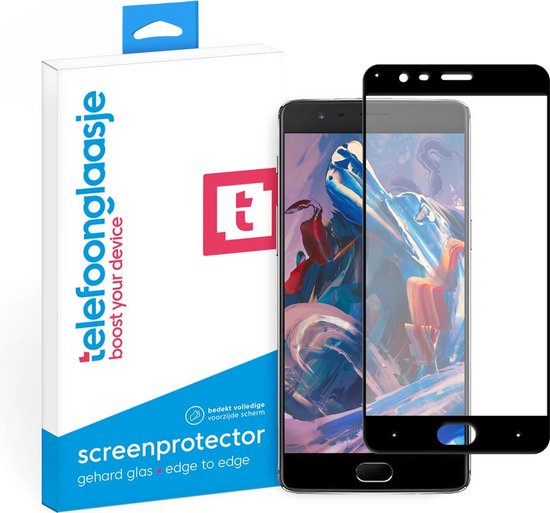 bol.com | OnePlus 3 Glazen screenprotector (FULL COVER) (ZWART) | Tempered  glass | Gehard glas