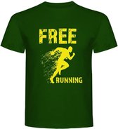 Free Running T-shirt  - Sport T-shirt - Gym T-shirt - Work Out - Lifestyle T-shirt  Casual T-shirt - Bottle Green -  Free Running- S