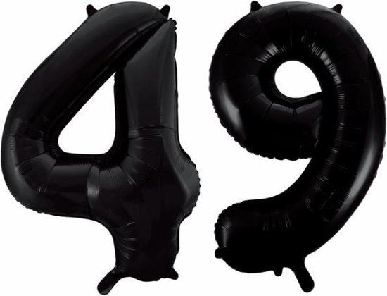 Folieballon 49 jaar zwart 41cm