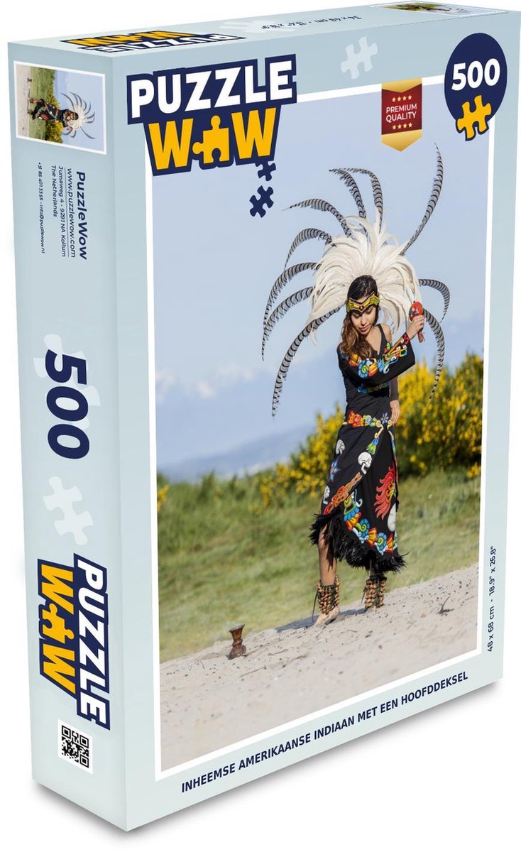 Puzzel 500 stukjes Indianen - Inheemse Amerikaanse indiaan met een  hoofddeksel -... | bol.com