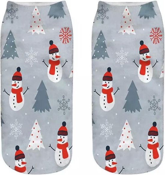 Kerst thema enkelsokken - Winter thema enkelsokken - Kerstsokken Unisex maat 36 - 41